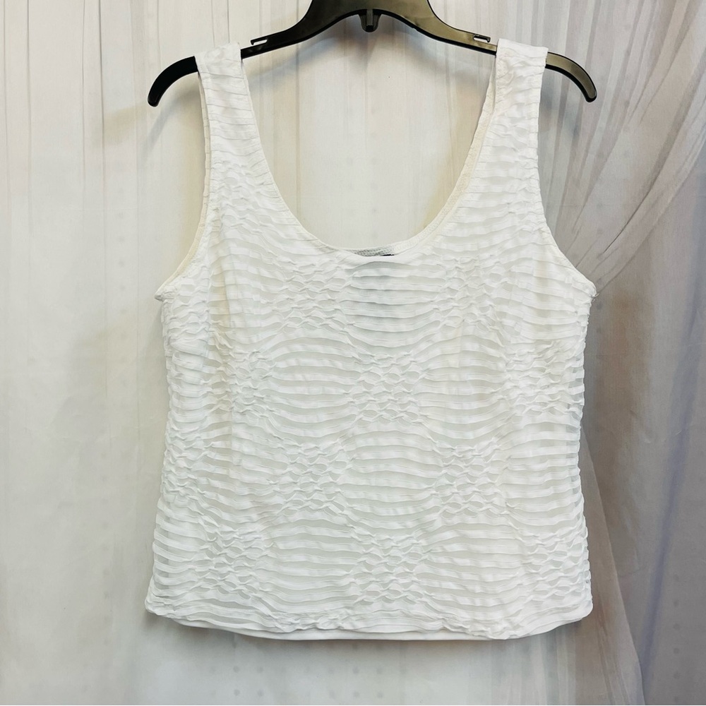 Vintage Elegant White Textured Tank Top Plus Size 18
